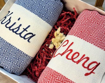 Personalized Light Weight Beach Towel: Turkish Organic Cotton With Monogram