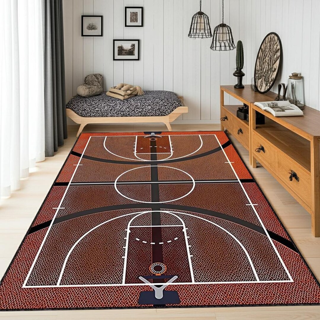 Basketball Court Area Rug – Sports Game Room Floor Mat - Etsy