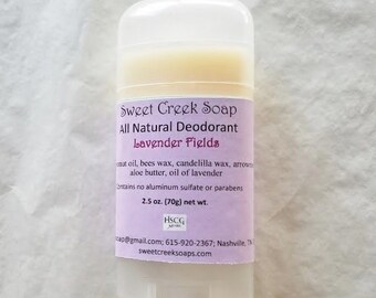 Natural Deodorant, Lavender Fields, 2.5 oz. Stick