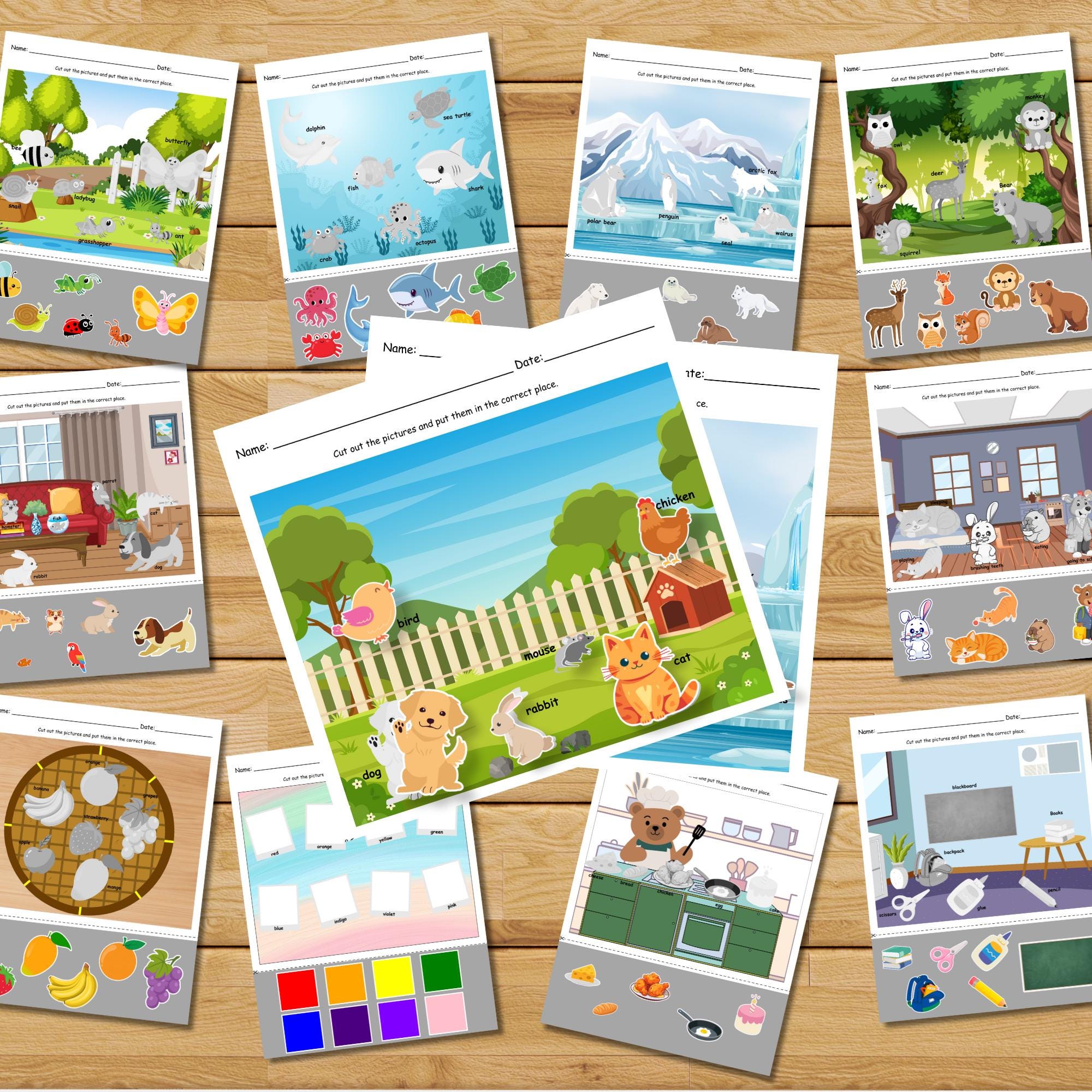 Montessori Cut and Paste Activity Bundle: Preschool Kindergarten ...