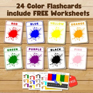 Tarjetas de colores, tarjetas preescolares, tarjetas de colores imprimibles, aprendizaje de colores para niños pequeños, imprimibles para educación en casa, tarjeta educativa imprimible