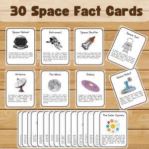 Cartes d'information sur l'espace, cartes d'information sur le système solaire, cartes-éclair planètes, ressources à imprimer pour l'enseignement préscolaire à l'école à la maison et le matériel Montessori