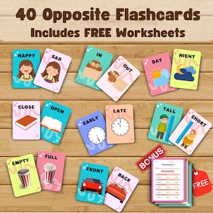 Tarjetas didácticas para unir opuestos, actividad de vocabulario imprimible, tarjetas de emparejamiento, actividad de emparejamiento, juego de memoria para preescolar, educación especial