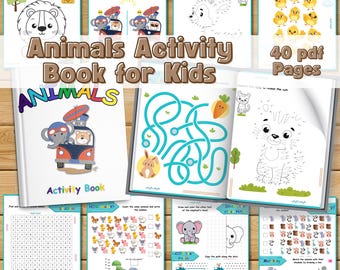 Animals Activity Book for Kids: Preschool Learning Workbook (PDF Printable A4/US Letter Size)