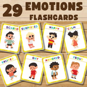 Emotions Flashcards, Printable Feelings Flash Cards, Children Emotions Cards for Kid, Educational Back to School Activity Montessori Toys