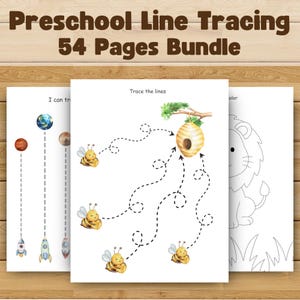Preschool Line Tracing Worksheets, Line Trace Page Printable, Homeschool Busy Book, Kindergarten Curriculum, Pre Handwriting-Worksheet