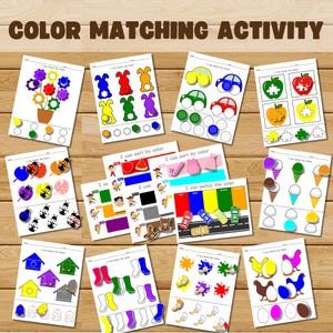 Color Matching Activity for Kids, Toddler Color Printable, Montessori Materials, Homeschool Preschool Printable Resource Curriculum