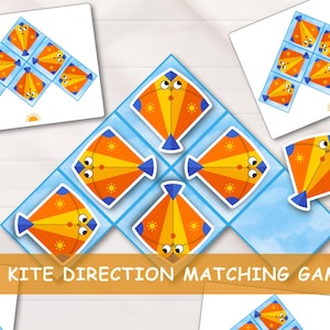 Kite Direction Matching Game, Preschool Visual Discrimination Activity, Toddler Busy Book Printable PDF, Homeschool
