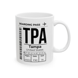 TPA Tampa IATA Flughafen-Code-Tasse, Souvenir für Luftfahrtreisende, Geschenk für Flugbegleiter und Piloten, Geschenk für Flugzeugbegeisterte und Weltenbummler