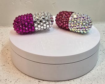 Frasco gigante para pastillas decorado con brillantes - Soporte para pastillas