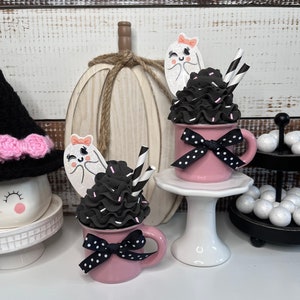 Pink Halloween Decor | Halloween Mini Mug | Pink and Black Halloween | Spooky Tiered Tray Decor