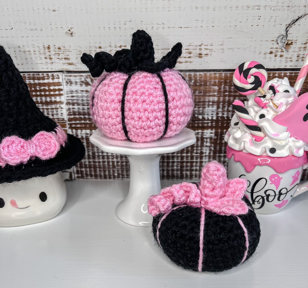 Pink Halloween Decor Pink & Black Halloween Pastel Halloween Crochet