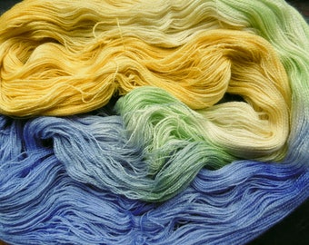 Alpaca Silk Lace 2ply Violets and Primroses Elvincraft Hand Dyed Painted Yarn