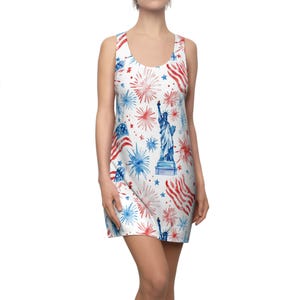 Vaterländisches Racerback-Kleid, Kleid der amerikanischen Flagge, 4. Juli Outfit, Reisekleid, Sommer-Grillkleid