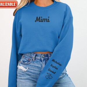 Personalized Mimi Sweatshirt – Custom Grandma Gift with Grandkids’ Names – Gildan 18000 – Mother’s Day or Birthday Present