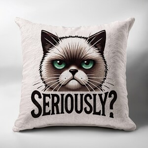 Funny Grumpy Cat Seriously Design, Cat Lover Gift, Cute Cat Face Art, Humor Cat Cartoon Print, Grumpy Expression Artwork