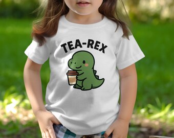Cute Tea Rex Dinosaur T-Shirt, Funny Dino Shirt, Coffee Lover Gift, Cartoon Dinosaur, Unique Gift T Shirts