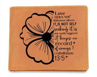 Carteira de couro cristã, carteira com versículos bíblicos, carteira com citações inspiradoras, carteira de couro masculina, presente exclusivo para homens, carteira baseada na fé