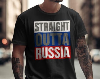Straight Outta Russia T-shirt, cool Russia Pride-shirt, patriottisch Russisch T-shirt, grappig grafisch T-shirt voor mannen en vrouwen, uniek cadeau-idee