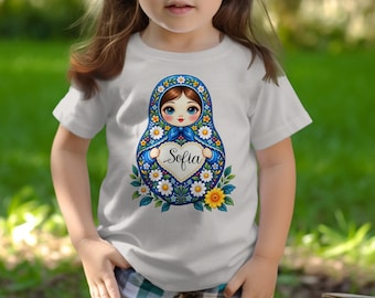 Personalized Sofia Matryoshka Doll T-Shirt, Custom Name Russian Nesting Doll Floral Tee and Hoodie