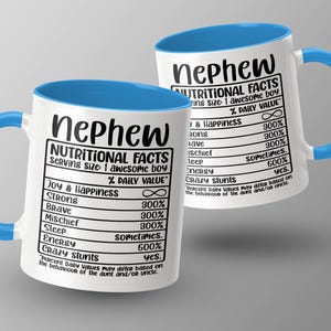 Funny Nephew Nutritional Facts Mug, Nephew Gift, Awesome Nephew Mug, Unique Birthday Mug, Nephew Christmas Gift, Family Coffee Mug