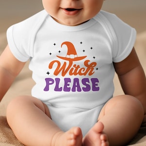 Halloween Baby Bodysuit, Witch Please Bodysuit, Cute Baby Halloween Outfit, Witch Hat Baby Costume, Halloween Baby Shower Gift