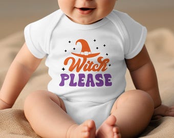 Halloween Baby Bodysuit, Witch Please Bodysuit, Cute Baby Halloween Outfit, Witch Hat Baby Costume, Halloween Baby Shower Gift