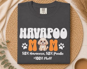 ハバプーママTシャツ、ハバニーズ・プードルミックス、犬好きへのギフト、100%ふわふわ、かわいい子犬のグラフィックTシャツ、ペットオーナー向けアパレル