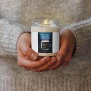 Hecate&#39;s Flame Candle, Dark Goddess Ritual White Sage and Lavender Candle with Moon Magic, Witchy Candle
