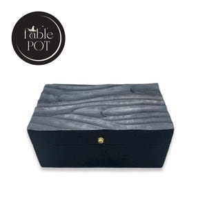 Black Swirls Wooden Jewelry Box: Vintage Deco Keepsake Organizer