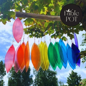 Wind Chime Rainbow Recycled Glass Outdoor Decor Pride Gift Colorful Garden Ornament