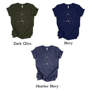 Artemis Greek Goddess Shirt, Celestial Aesthetic, Greek Mythology Tshirt, Mythological Shirt, Olympian, Starlight Moon Core, Hunter Goddess image 6