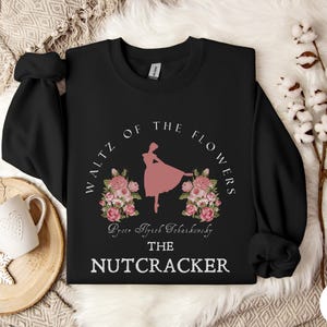 Waltz of the Flowers Nutcracker Ballet Christmas Sweatshirt, Pink Ballerina Silhouette Sweatshirt
