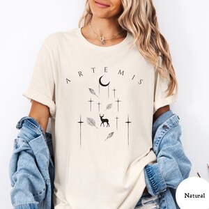 Artemis Greek Goddess Shirt, Celestial Aesthetic, Greek Mythology Tshirt, Mythological Shirt, Olympian, Starlight Moon Core, Hunter Goddess image 5