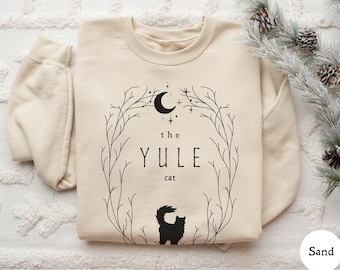 The Yule Cat Jólakötturinn Sweatshirt, Christmas Eve Icelandic Folklore Pullover, Scandinavian Holiday Apparel, Nordic Christmas Sweater