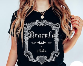 Dracula Victorian Horror T-Shirt, Bram Stoker, Count Dracula, Gothic Horror, Dark Academia, Literary Halloween, Vampire Transylvania Shirt