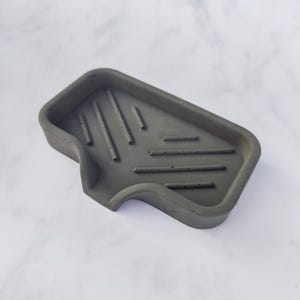 Charcoal Grey Jesmonite Soap Dish With Lip Bathroom Home Decor Eco Resin