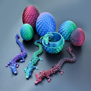 3D Printed Crystal Dragon, Dragon Toy Handmade Childrens Toys, Articulated Dragon Figurine, Crystal Dragon Articulated, Dragon Egg