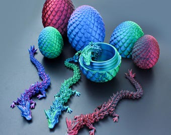 3D Printed Crystal Dragon, Dragon Toy Handmade Childrens Toys, Articulated Dragon Figurine, Crystal Dragon Articulated, Dragon Egg