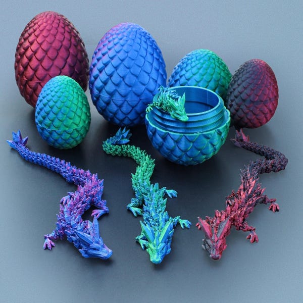 3D Printed Dragon, Dragon Egg Ornament, Dragon Egg Figurine, Dragon Toy Childrens Toys, Articulated Dragon Figurine, Dragon Egg Display