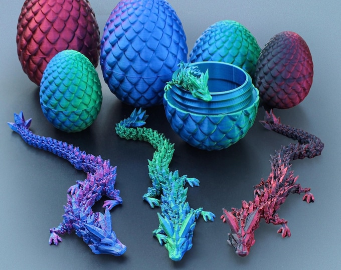 3D Printed Dragon, Dragon Egg Ornament, Dragon Egg Figurine, Dragon Toy Childrens Toys, Articulated Dragon Figurine, Dragon Egg Display