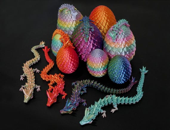 3D Printed Dragon Egg, Articulated Dragon Figurine, 3D Model, Housewarming Gift, Adorable Flexi Dragon, Children's Day Gifts
