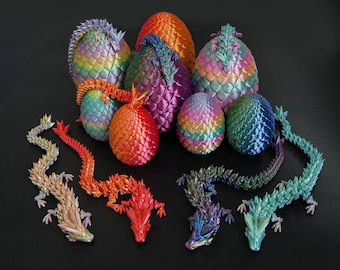 3D-geprint flexi-kristal drakenei – scharnierend fidgetspeeltje – Mystic Fantasy-bureaudecor en stressverlichting – cadeau drakenliefhebber