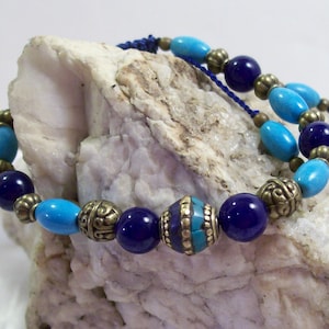 Artisan Tibetan Beads Bracelet Inlayed Turquoise Lapis - Etsy
