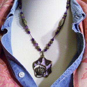 Amethyst Gemstones Hippie Gypsy Pirate Indian Girly Girl Too Purple Antiqued Bronz Tones Adjustable OOAK image 3