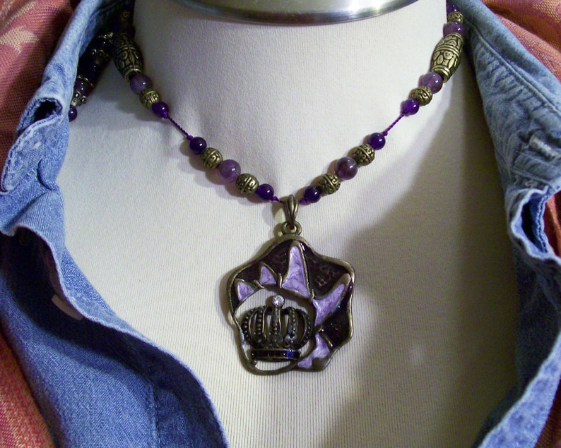 Amethyst Gemstones Hippie Gypsy Pirate Indian Girly Girl Too Purple Antiqued Bronz Tones Adjustable OOAK image 1