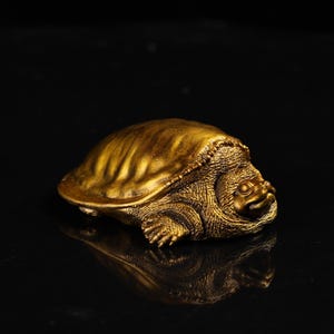 Bronze Pelochelys Cantori, Golden Turtle Handmade Brass Turtle Sculpture Boho Home Decor Unique Gift for Turtle Lovers
