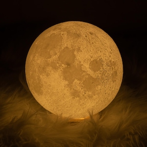 3D Printed Moon Lamp: Personalized Lunar Night Light, USB Powered