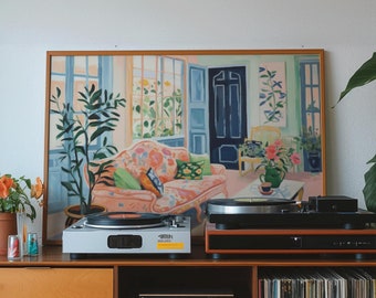 Eclectic Living Room Art Print: Colorful Maximalist Decor