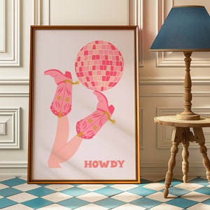 Howdy Poster, 70s Poster, Pink Wall Art, Trendy Wall Art, Hippie Print, Vintage Poster, Psychedelic Room Decor, Retro Print, 70s Wall Art